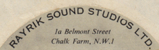 A record from the RayRik Sound Studios